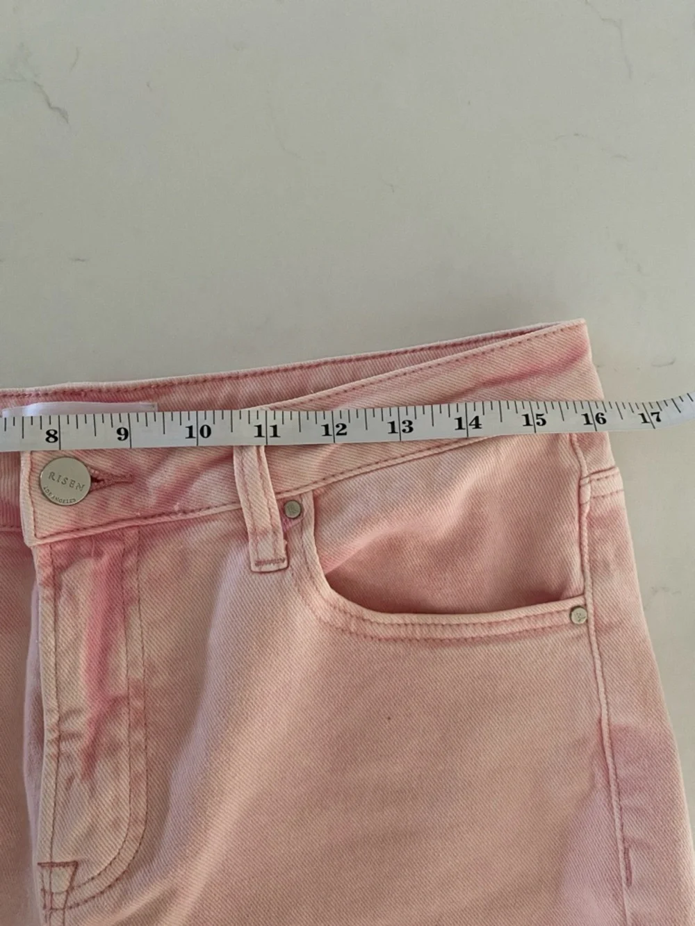 Risen Light Pink Distressed Jeans - Women's Flare, size 11/30, Like New! - Picture 6 of 8